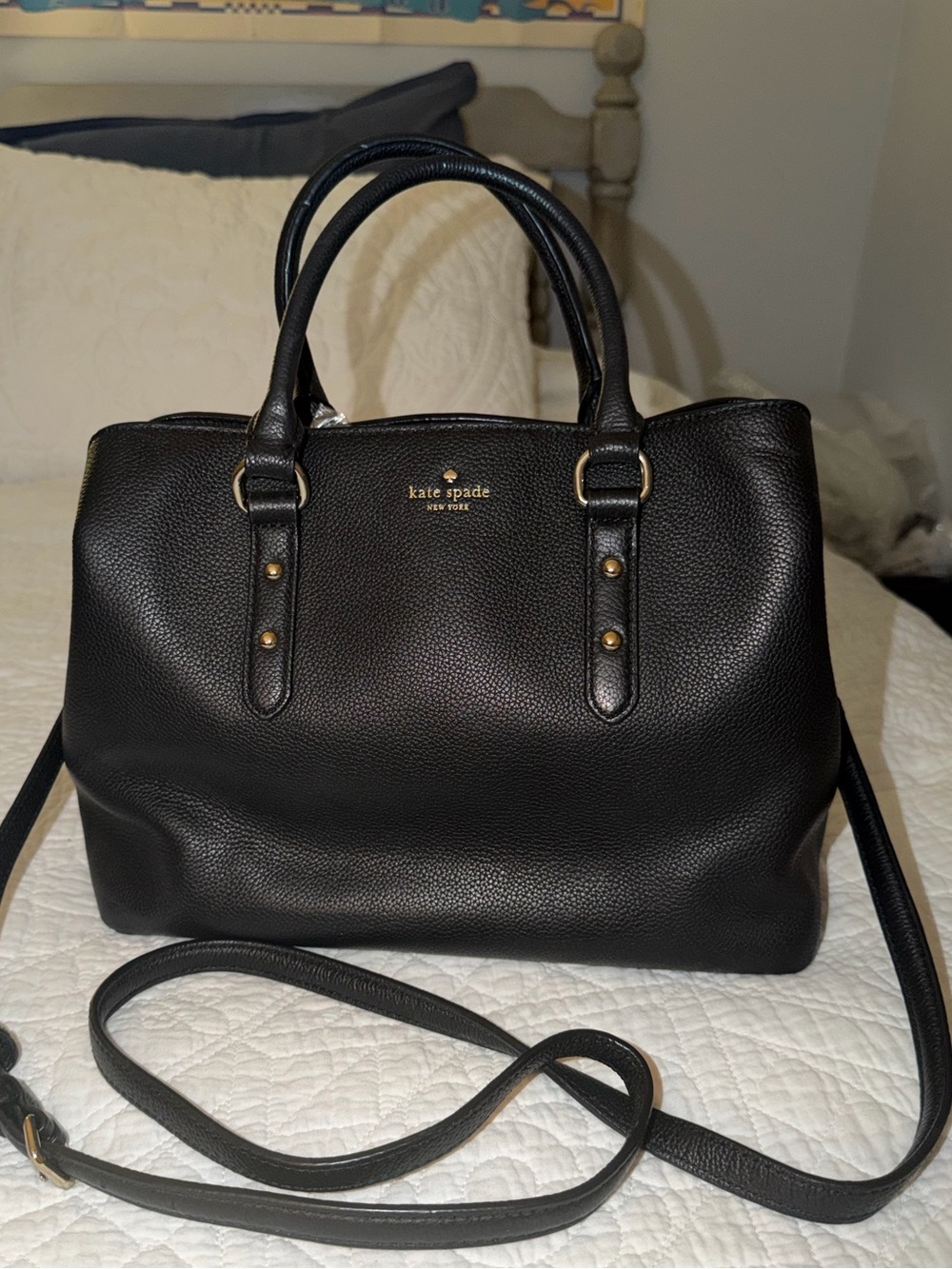 Black Leather Kate Spade Bag